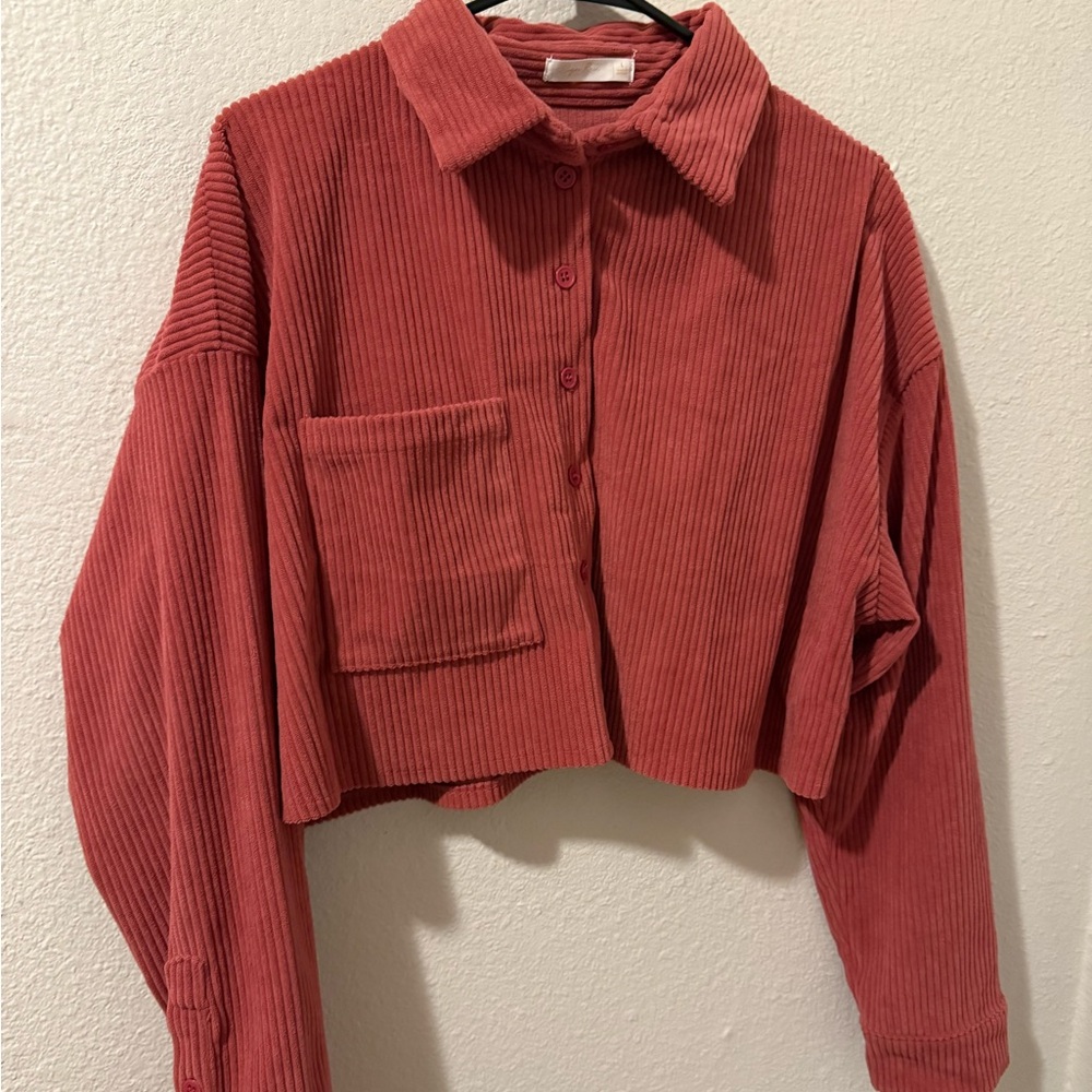 Rust Corduroy Crop Top